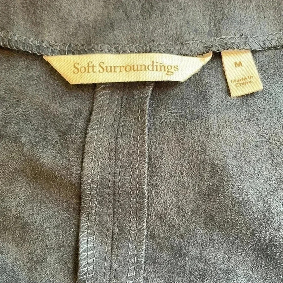 Soft Surroundings Blue Faux Suede Style Peplum Top Flare Bell Sleeve - Picture 3 of 4